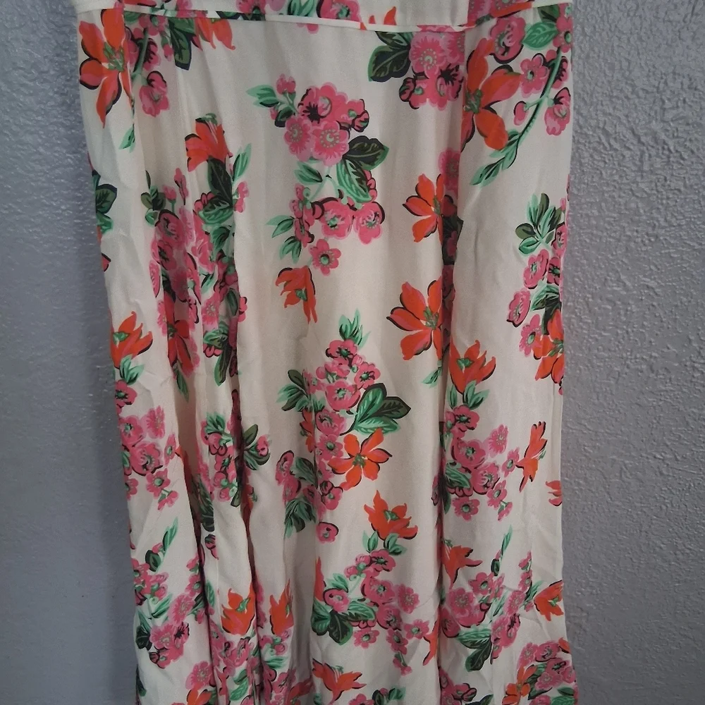 Ann Taylor NWT Halter Floral White Pink Green Dress Bow Detail Size 10 - Picture 4 of 8
